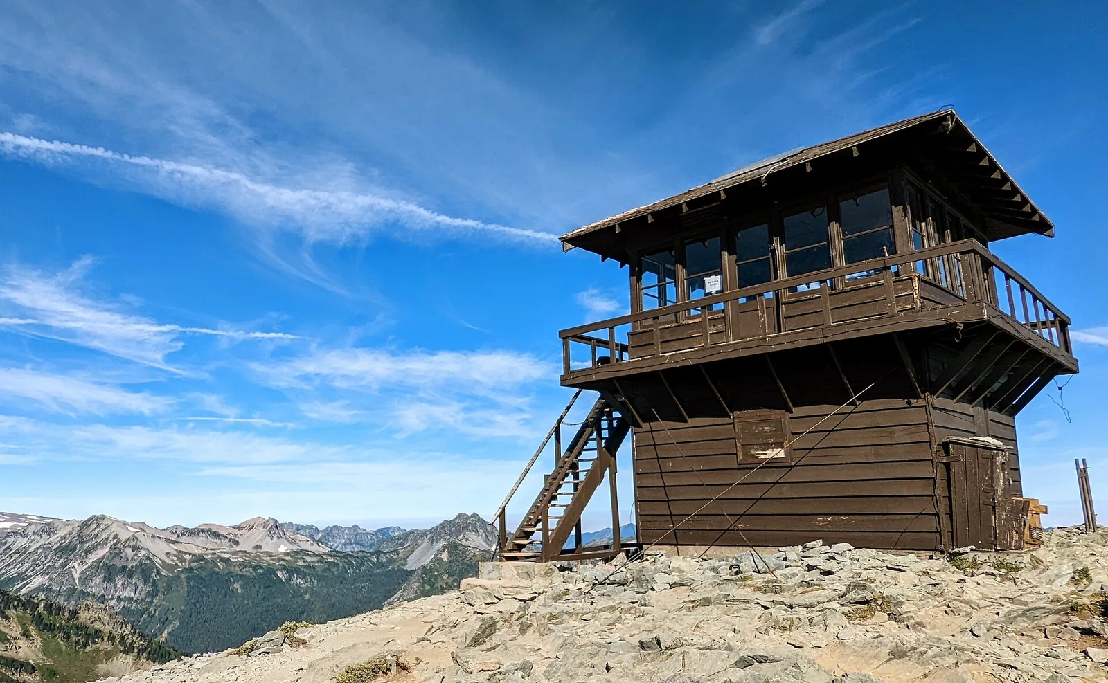 Mount Fremont Fire Lookout on a rocky ridge